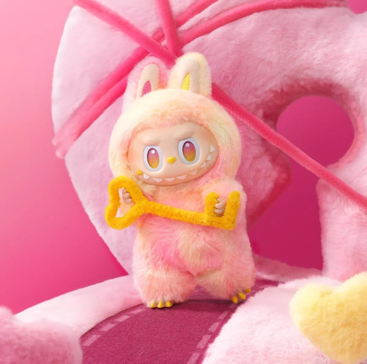 Original Labubu Doll – 7inch Plush Toy Figure | Pop Mart Blind Box Collectible | Cute Labubu Keychain Plushie with Hanging Loop Cute Labubu Bunny Doll – Soft Plush Toy Figure with Flower