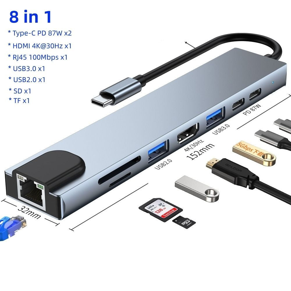 2-in-1 SPEED-X 8-in-1 Type-C Multiport Hub 4-in-1 | USB 3.0 x4, 4K HDMI, 5-in1 VGA, LAN, Audio, SD Card, Type-C PD | Aluminum Adapter for Laptop 6-in-1, MacBook Air/Pro M1 M2, iPad, Tablet, Mobile7-in-1 | Netflix & YouTube Supported