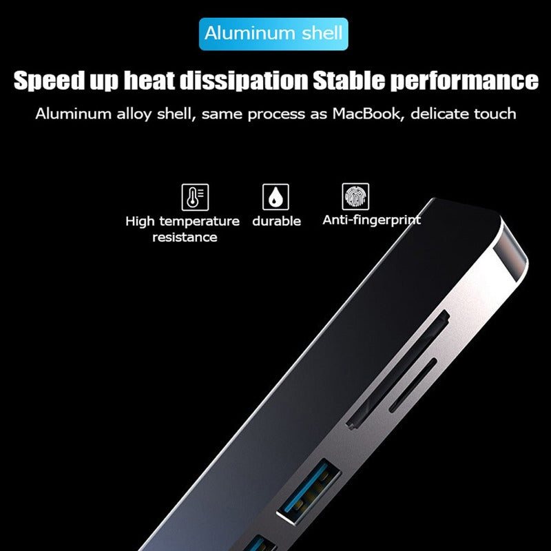 2-in-1 SPEED-X 8-in-1 Type-C Multiport Hub 4-in-1 | USB 3.0 x4, 4K HDMI, 5-in1 VGA, LAN, Audio, SD Card, Type-C PD | Aluminum Adapter for Laptop 6-in-1, MacBook Air/Pro M1 M2, iPad, Tablet, Mobile7-in-1 | Netflix & YouTube Supported